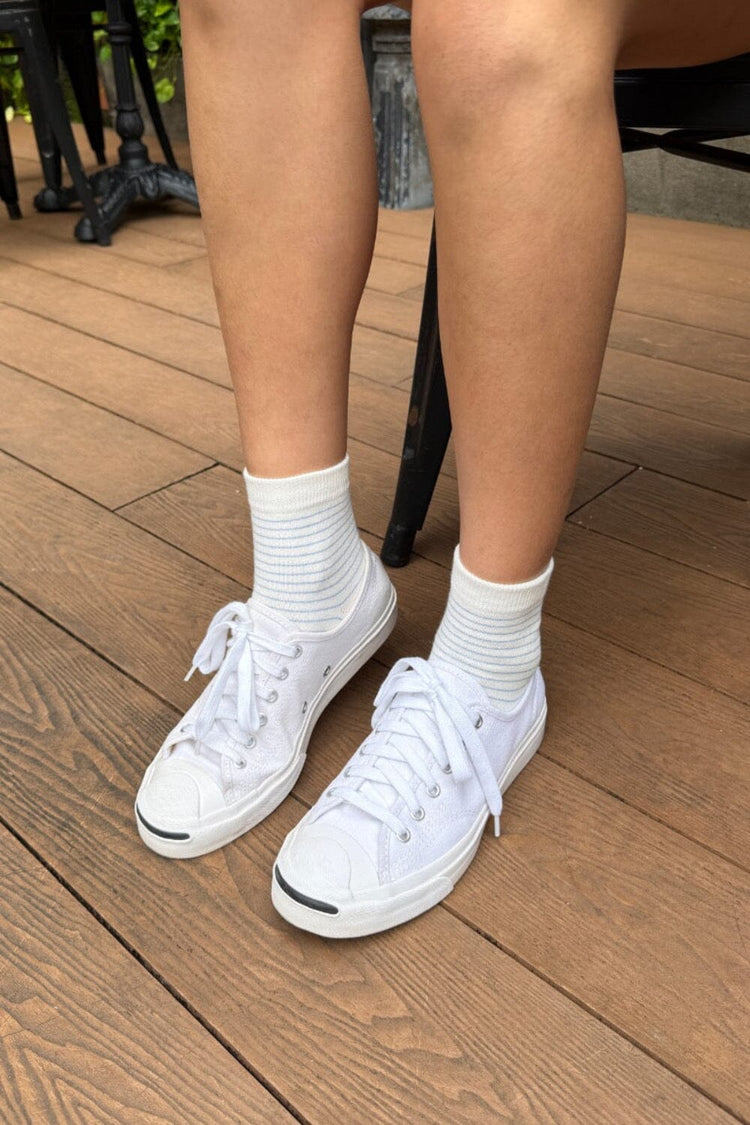 Striped Socks | White Light Blue Thin Stripes