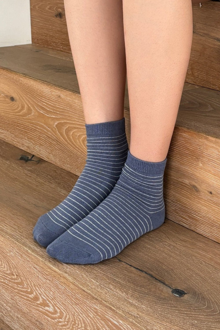 Striped Socks | Blue With White Stripes