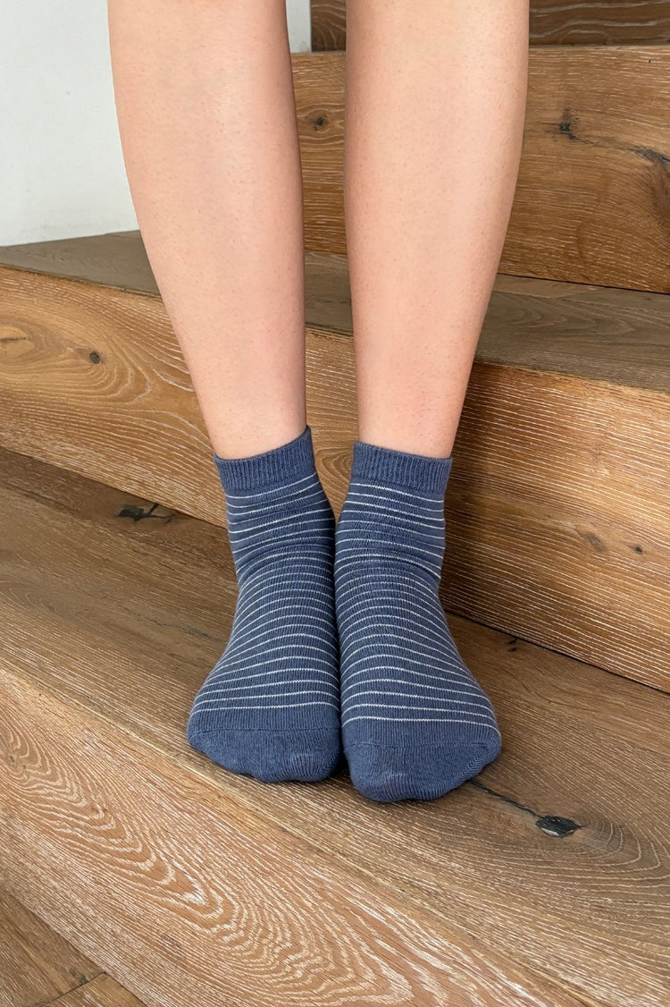 Striped Socks | Blue With White Stripes