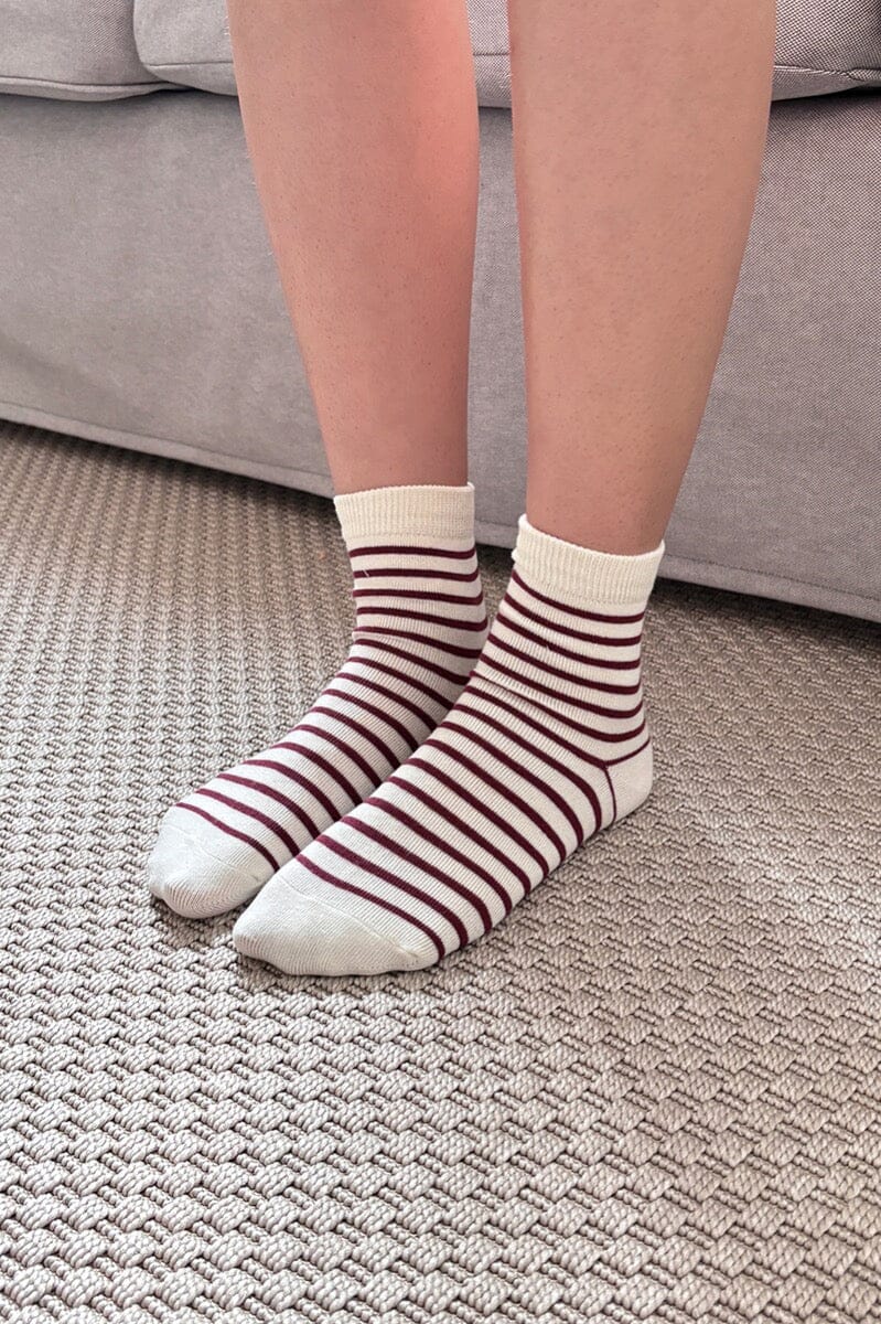 Cream Burgundy Stripes