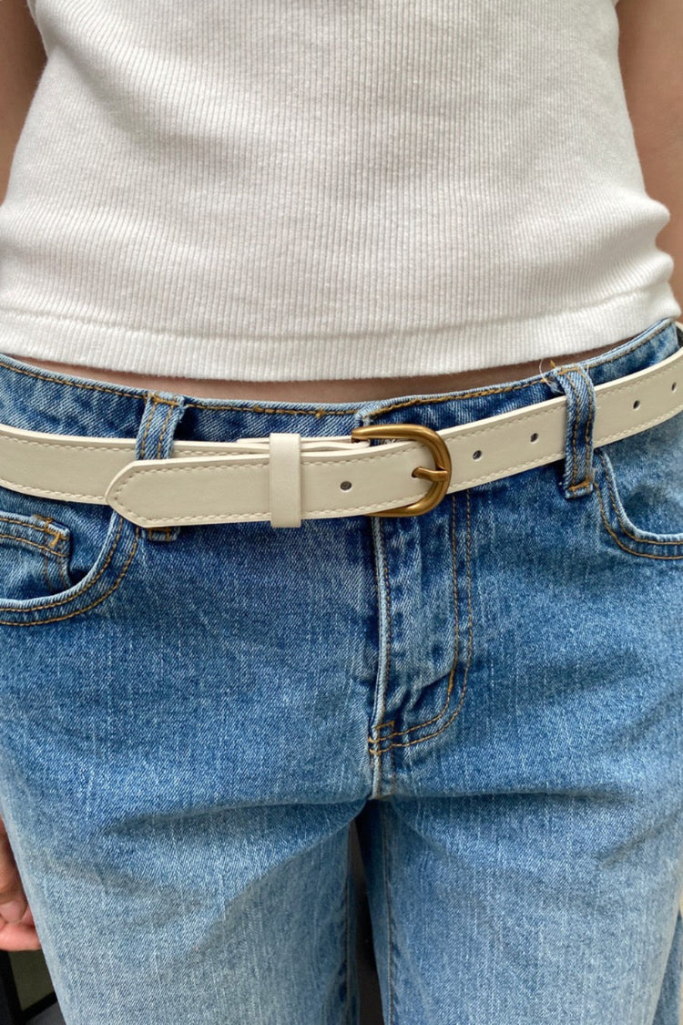 Faux Leather Buckle Belt | Cream
