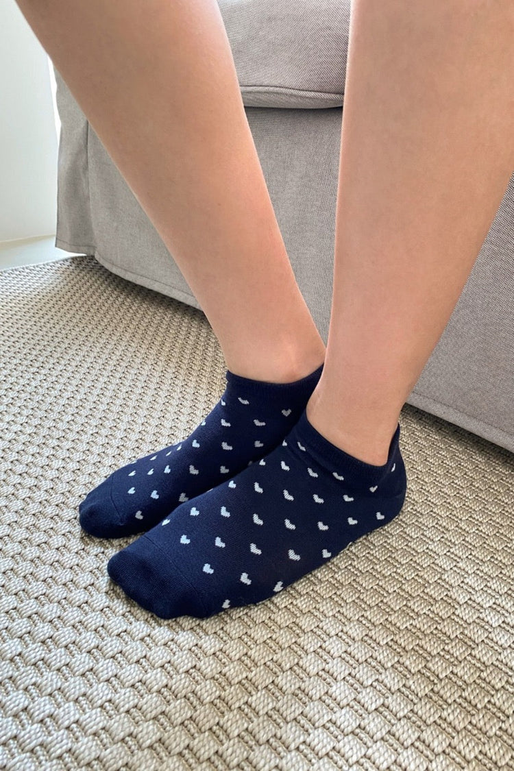 Hearts Socks | Navy White Hearts