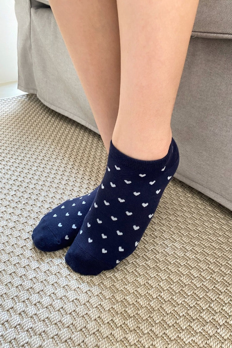 Hearts Socks | Navy White Hearts