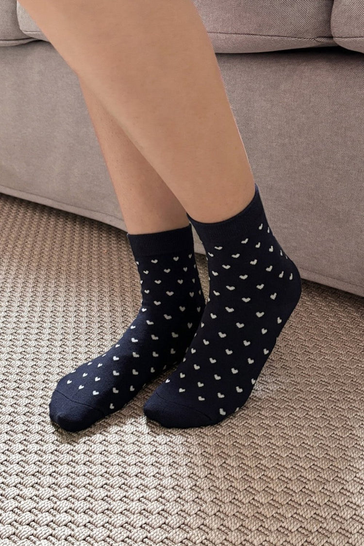 Hearts Socks | Navy White Hearts