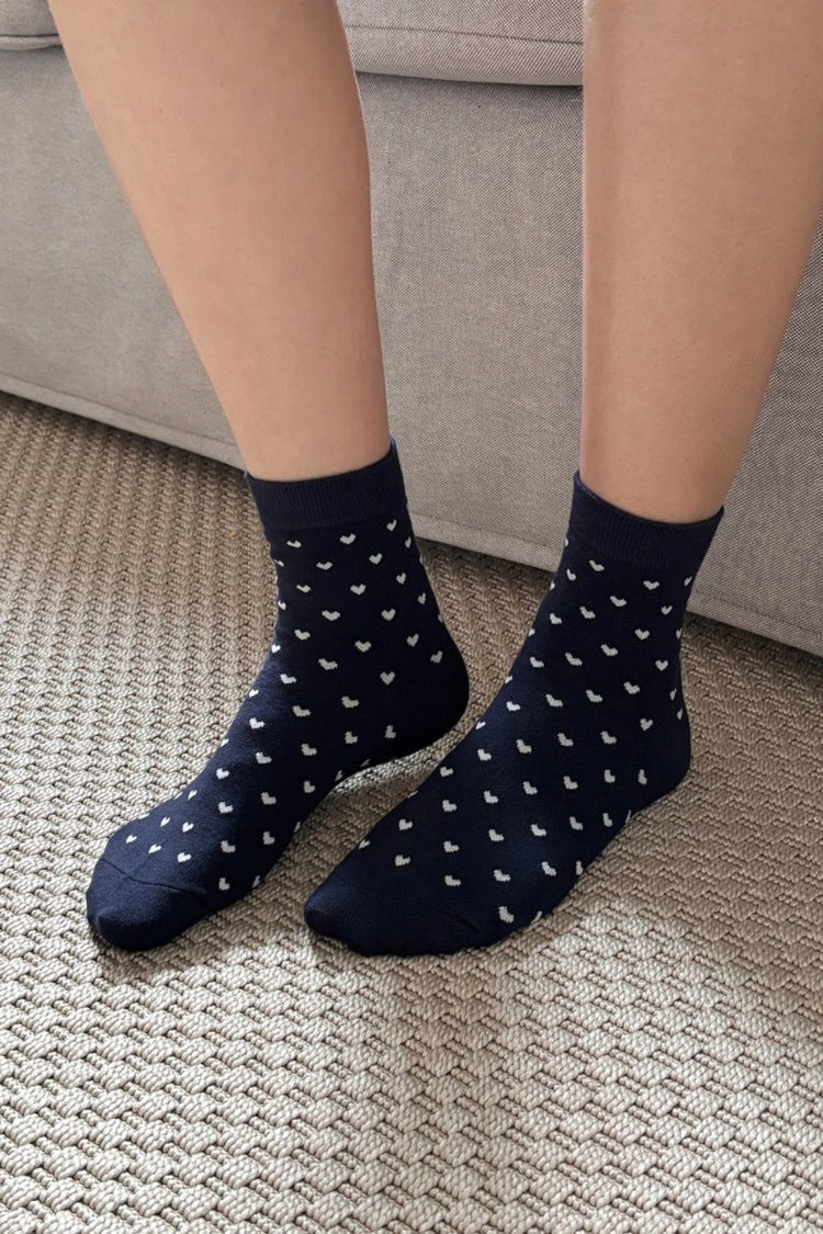 Hearts Socks | Navy White Hearts