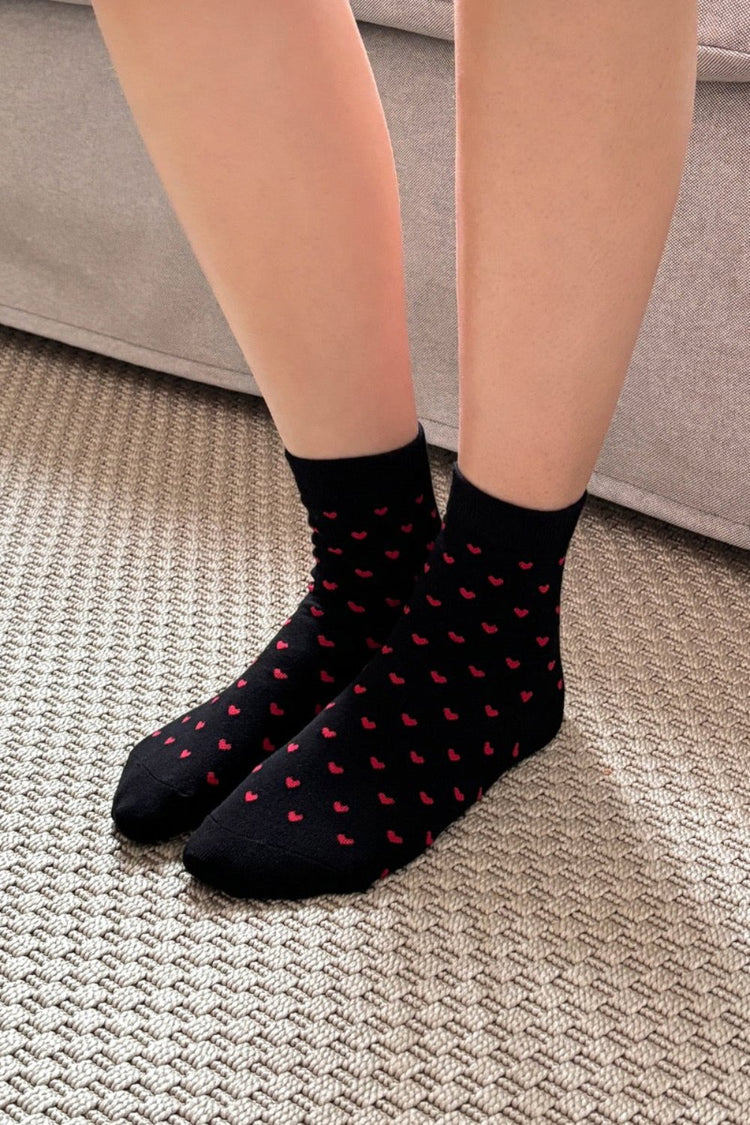 Hearts Socks | Black Red Hearts