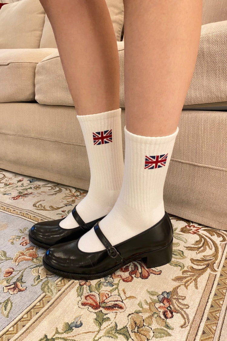 England Flag Crew Socks | White