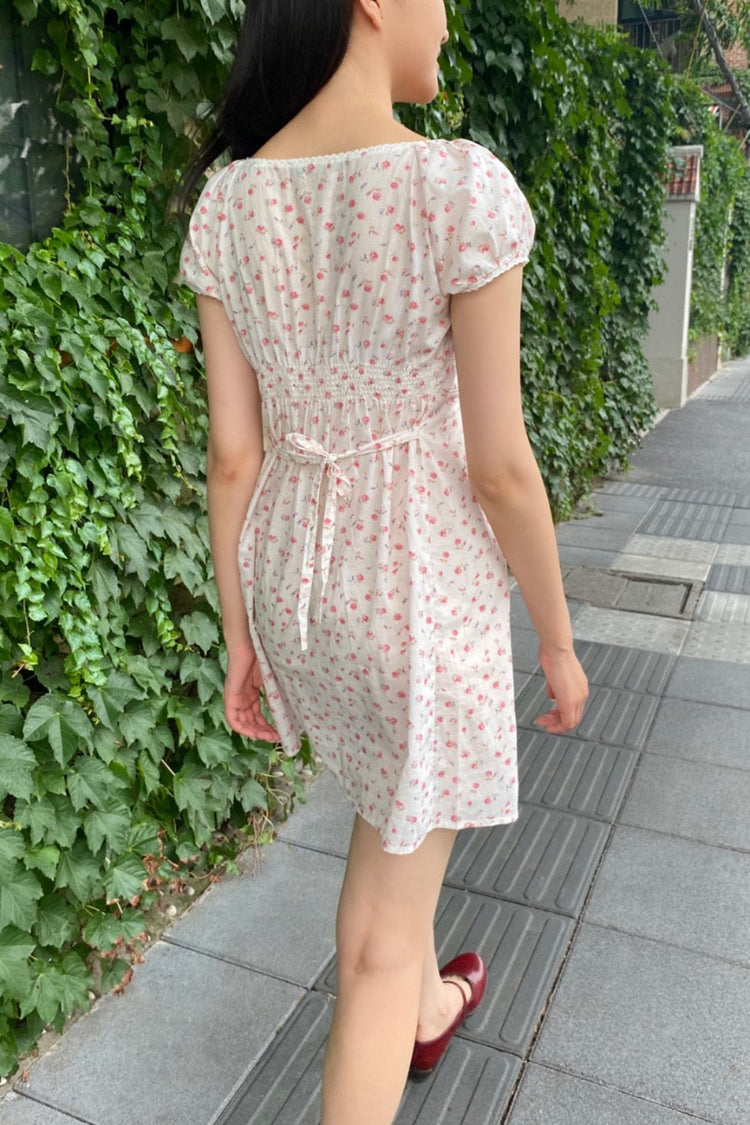 Blair Floral Dress | White With Red Roses / XS/S