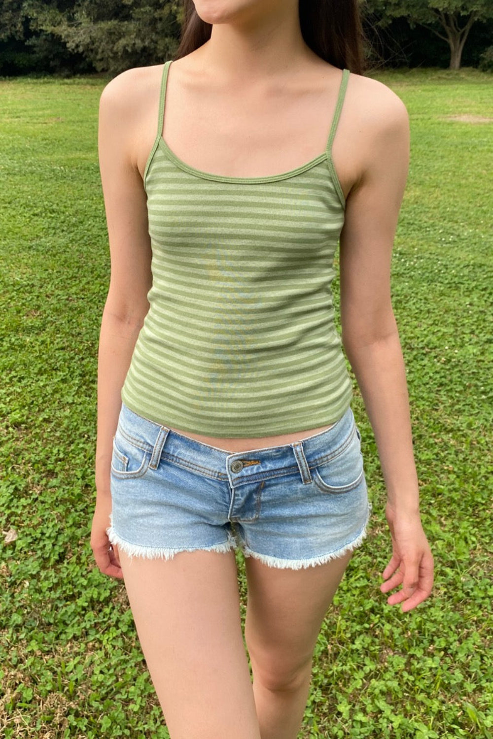 Skylar Stripes Tank | Olive Green Stripes / XS/S