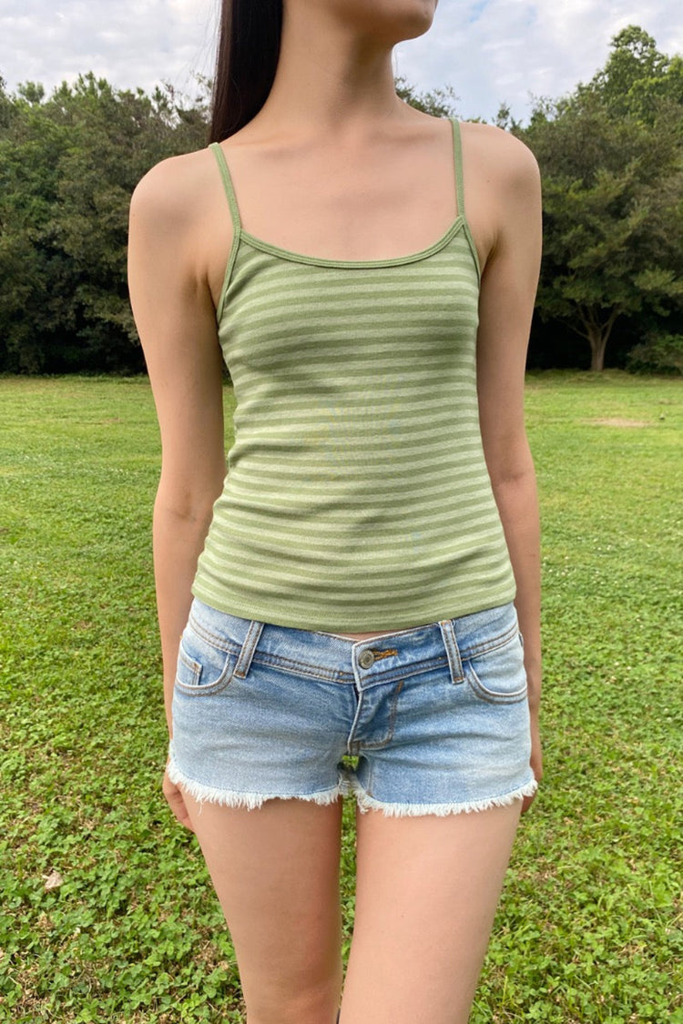Skylar Stripes Tank | Olive Green Stripes / XS/S