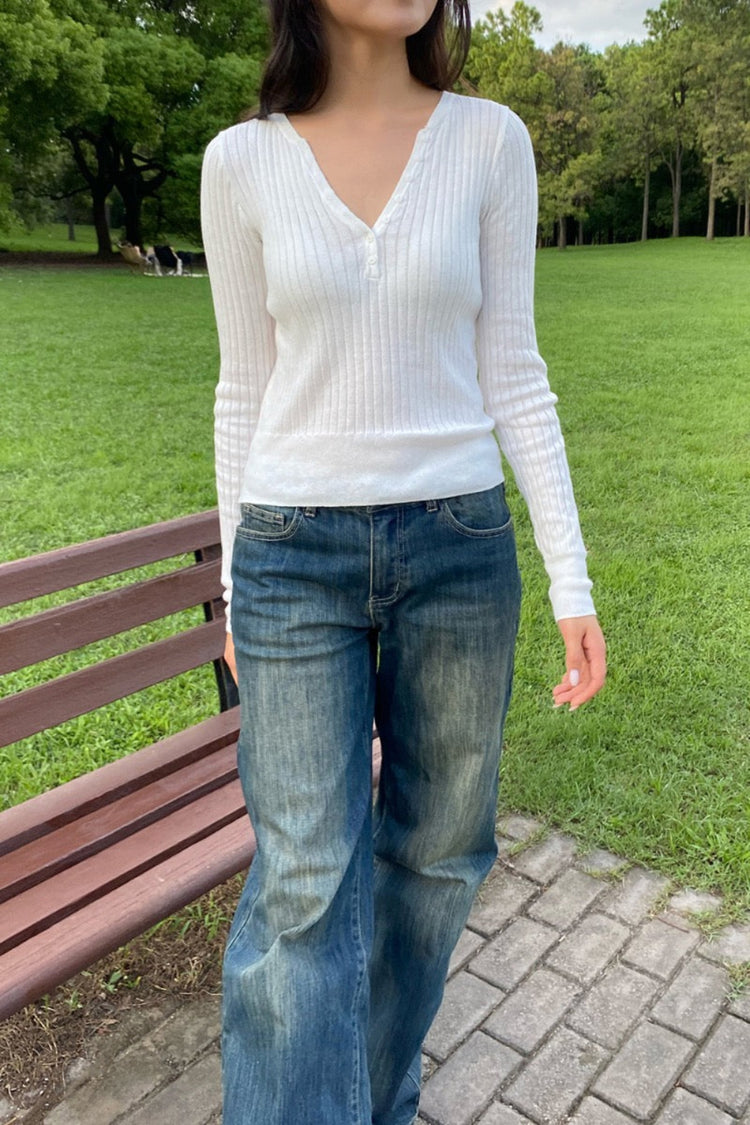 Zelly Ribbed Knit Top | White / XS/S