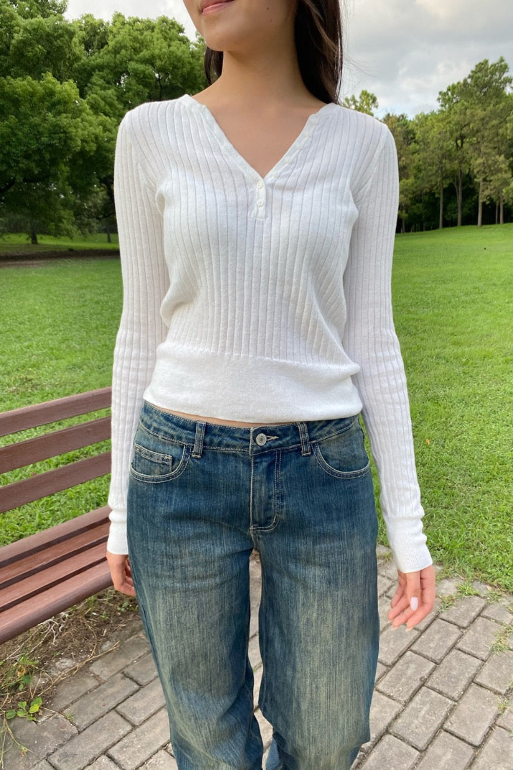 Zelly Ribbed Knit Top | White / XS/S