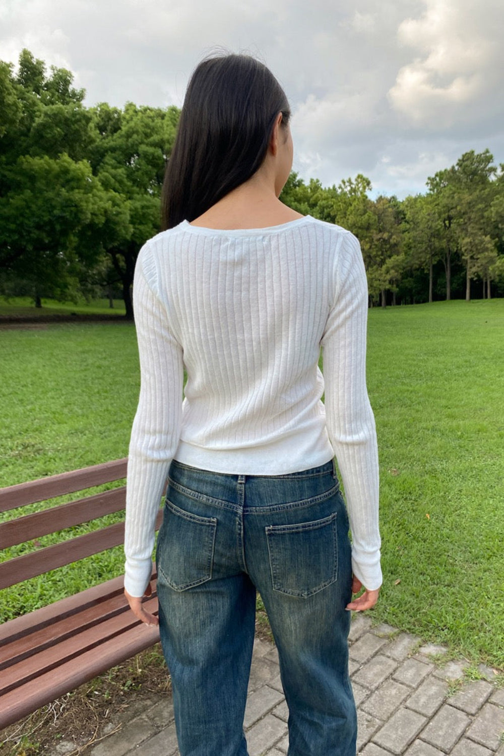 Zelly Ribbed Knit Top | White / XS/S