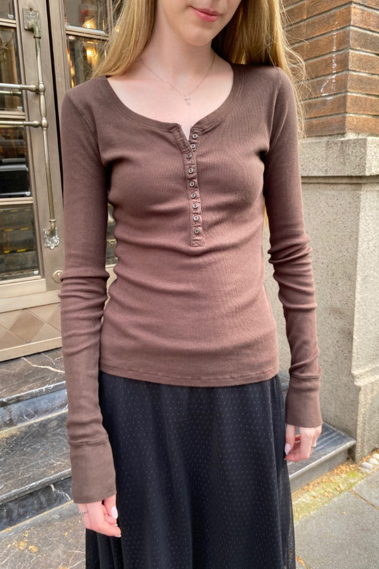 Zelly Ribbed Top | Brown / XS/S