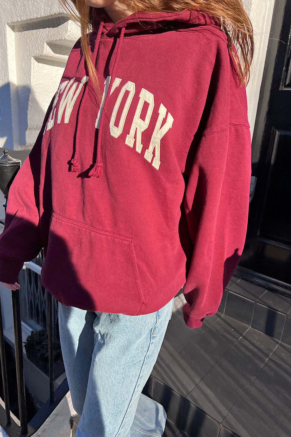 Brandy Melville, Tops, Brandy Melville Red Christy New York Hoodie