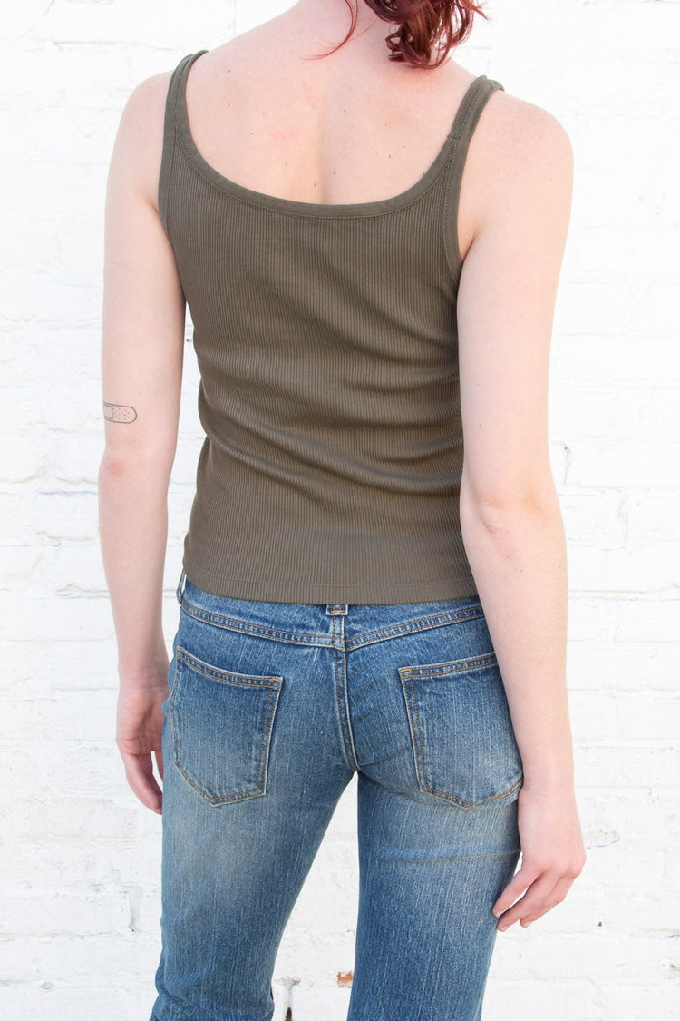 Beyonca Long Tank | Olive Green / Regular Fit