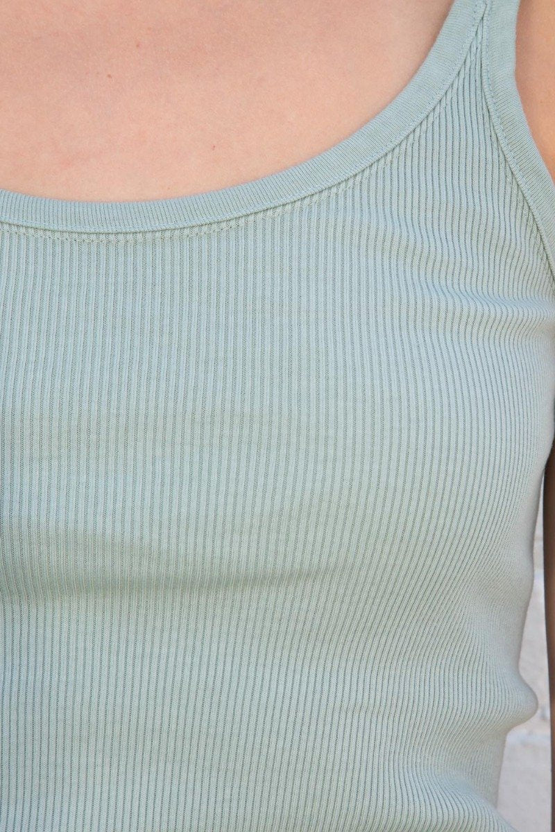 Beyonca Long Tank | Sage Green / Regular Fit