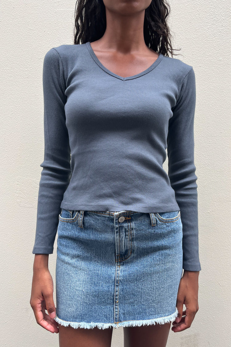 Josephine Ribbed Top | Dark Faded Navy Blue / XS/S