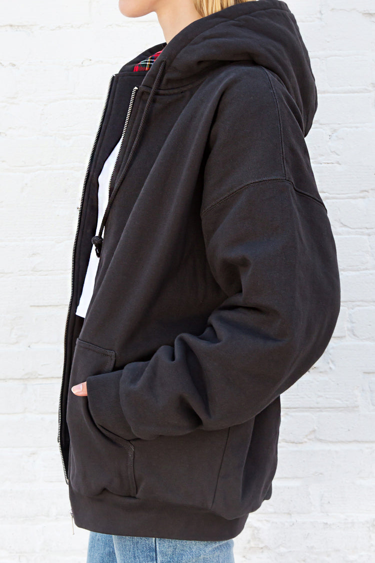 Carla Plaid Hoodie | Black With Red Plaid / Oversized Fit