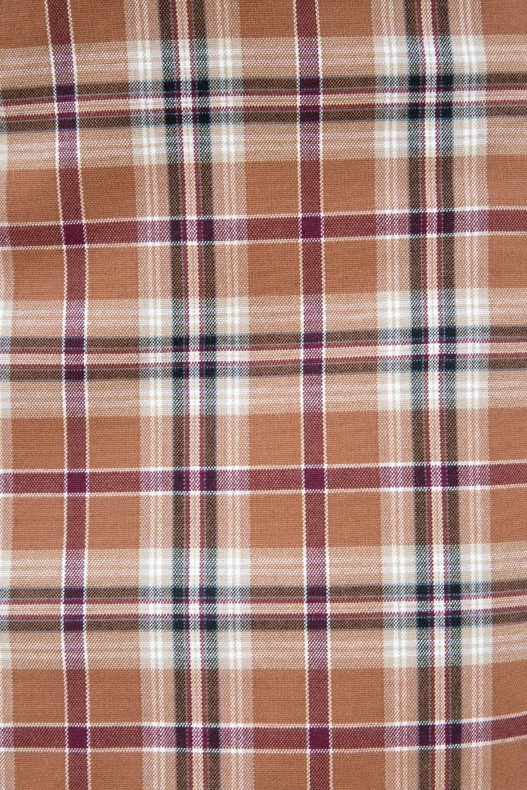 Cara Skirt | Burnt Orange with Black White and Burgundy Plaid / S