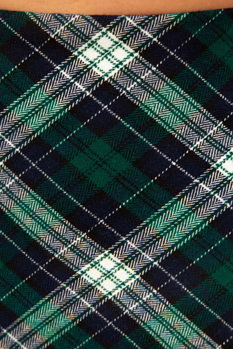 Cara Skirt | Dark Green with Navy and White Plaid / S