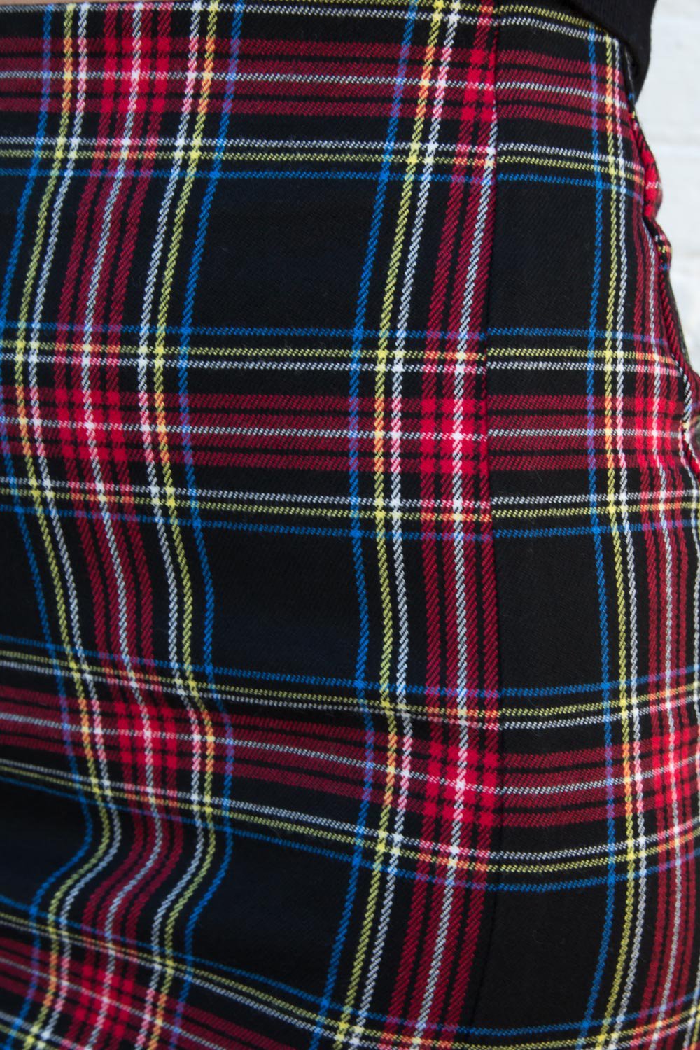 Cara Skirt | Black with Red Yellow Blue and White Plaid / S