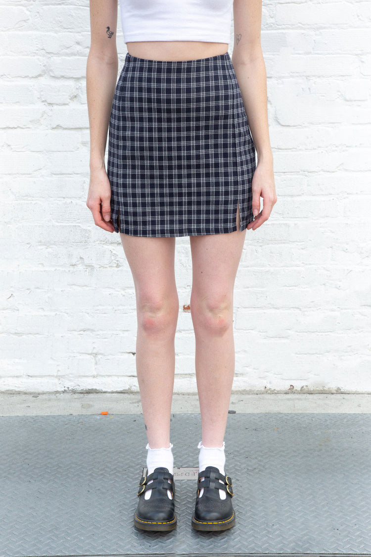 Cara Skirt | Navy Blue and White Plaid / S