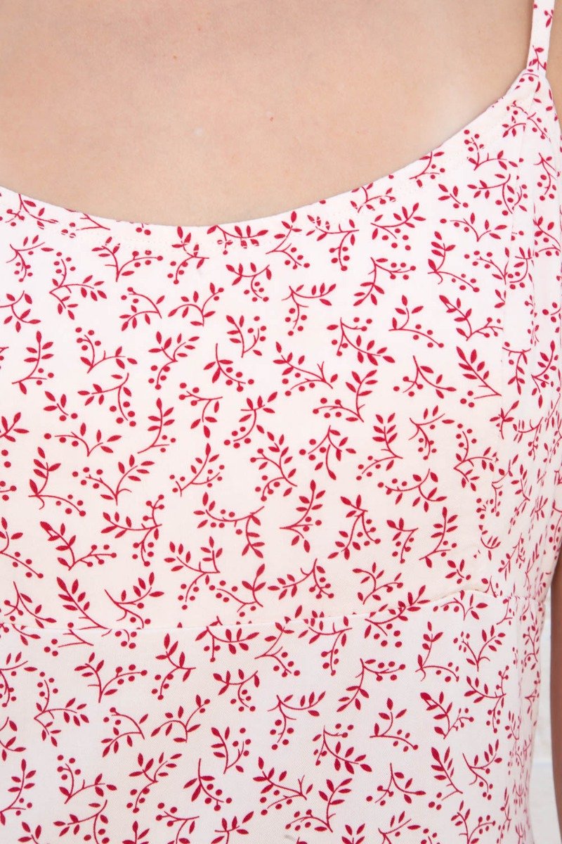 Colleen Dress | Cream with Red Floral / S