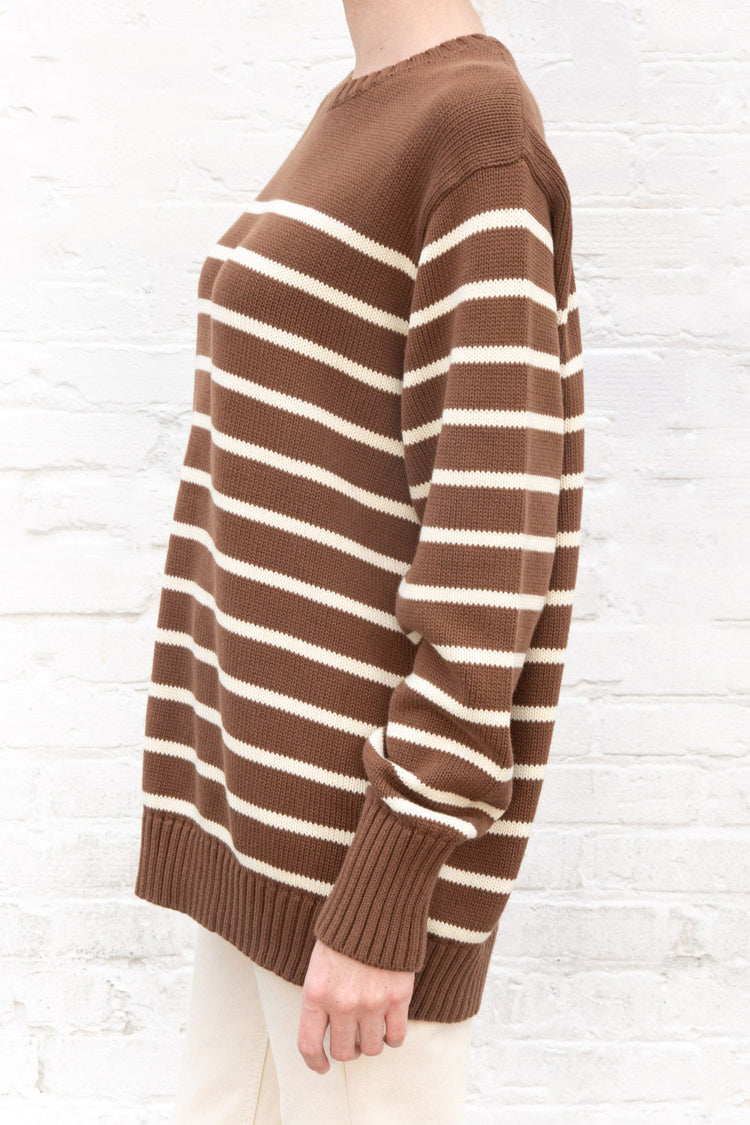 Ivory and Brown Thin Stripes / Oversized Fit