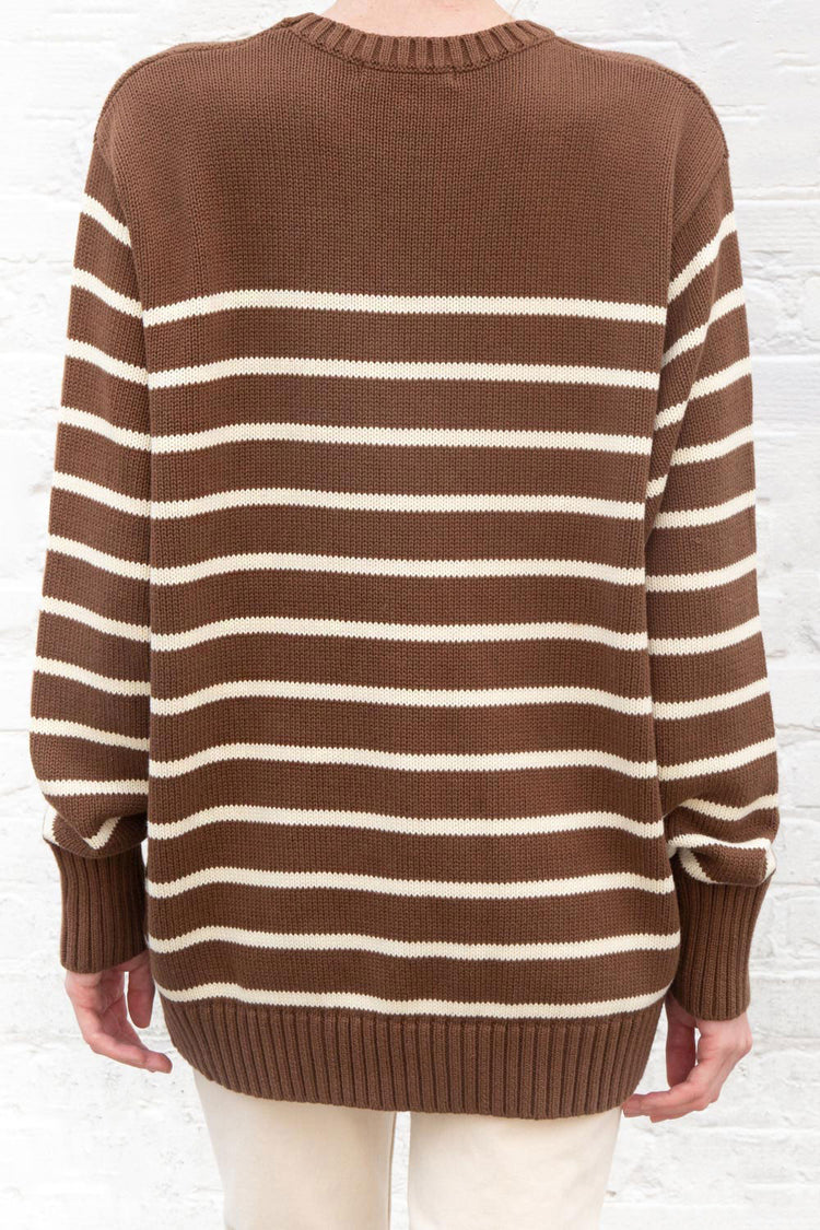 Ivory and Brown Thin Stripes / Oversized Fit