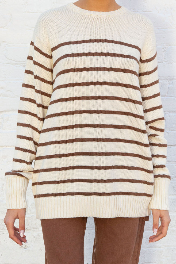 Ivory Brown Thick Stripes / Oversized Fit