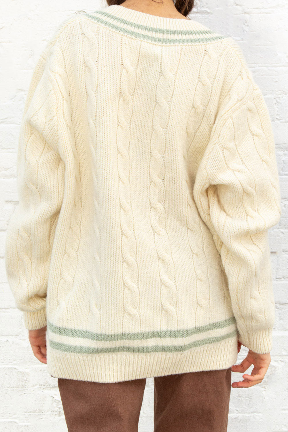 Ivory and Sage Knit Stripes / Oversized Fit