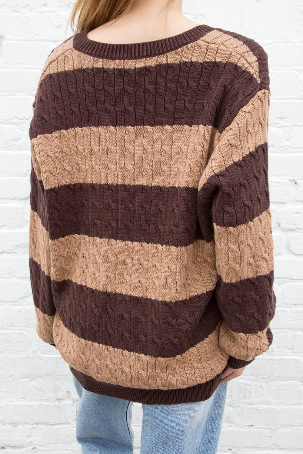 Nikki Cotton Striped Sweater | Thick Brown Stripes / Oversized Fit