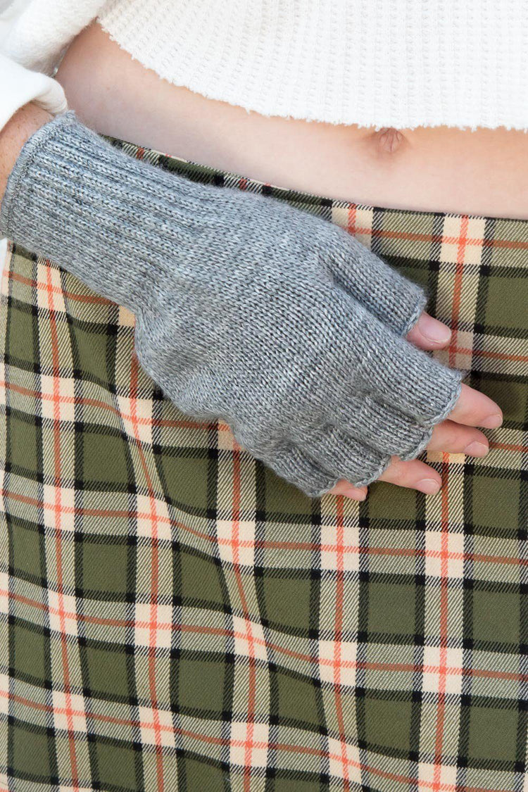 Fingerless Wool Gloves | Grey