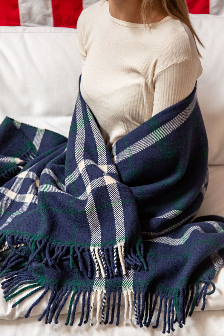 Plaid Blanket | Green Blue Red White Plaid