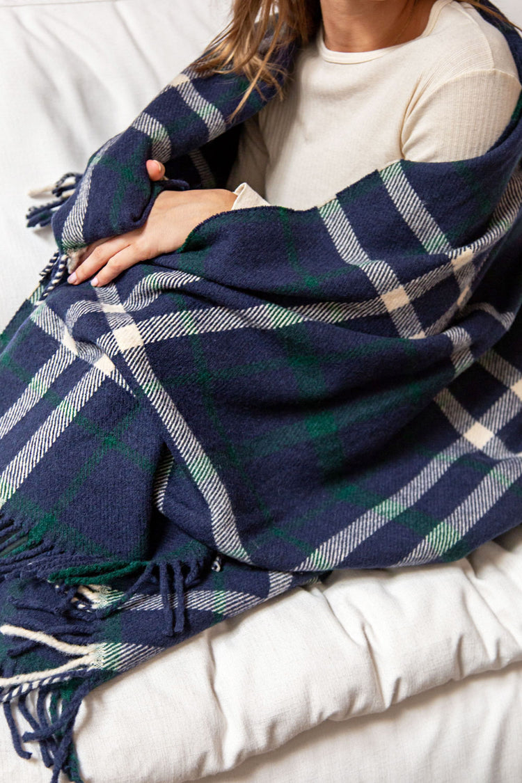 Plaid Blanket | Green Blue Red White Plaid