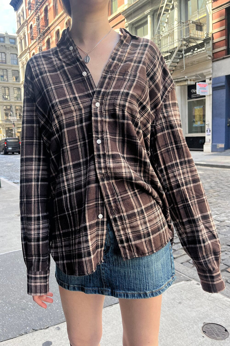 Hazel Flannel Top | Brown And Black Plaid / S/M