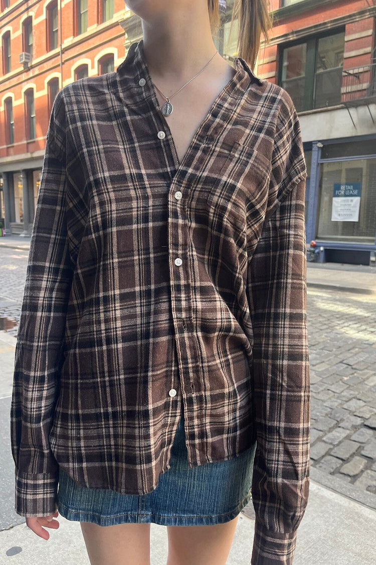 Hazel Flannel Top | Brown And Black Plaid / S/M