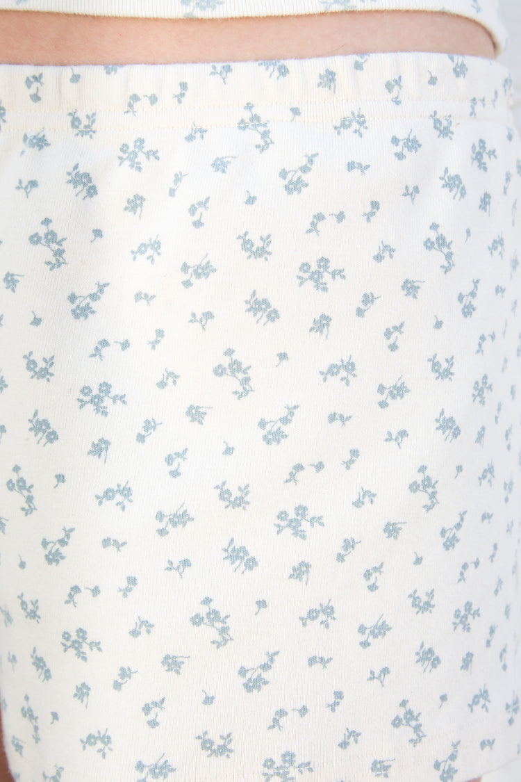 Emery Floral Shorts | Ivory Light Blue Daisy Floral / XS/S