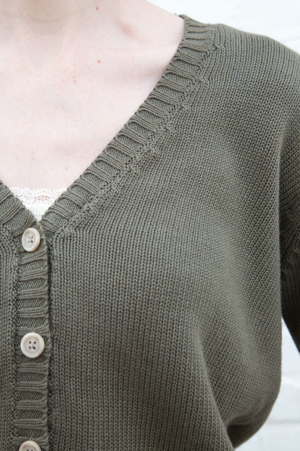 Billie Long Cotton Sweater | Olive Green / S