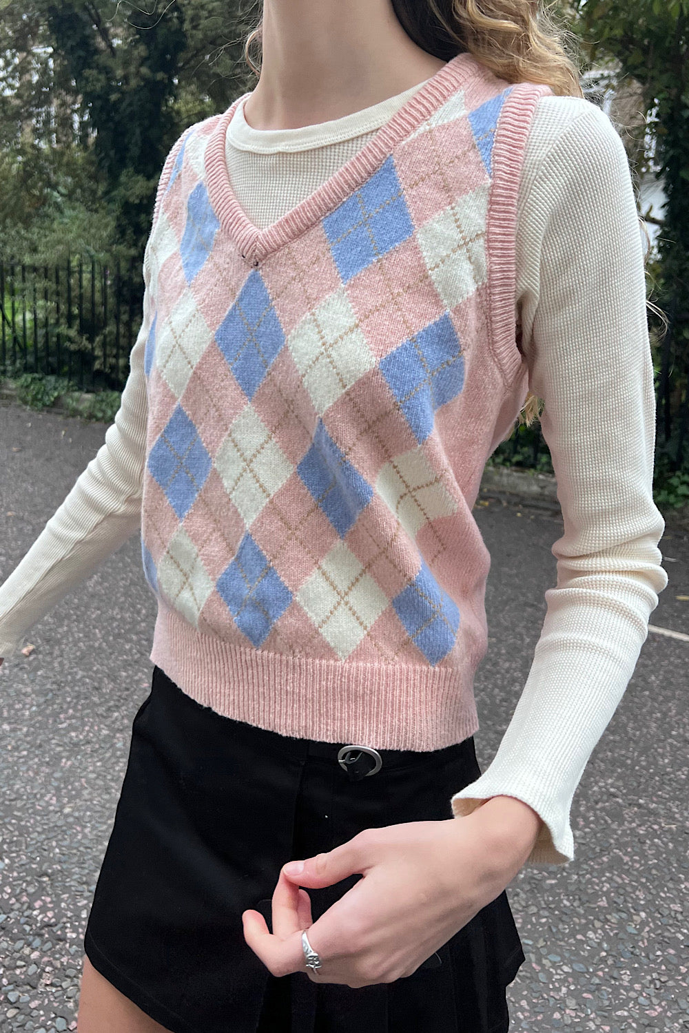 Pink Blue Cream Argyle / XS/S