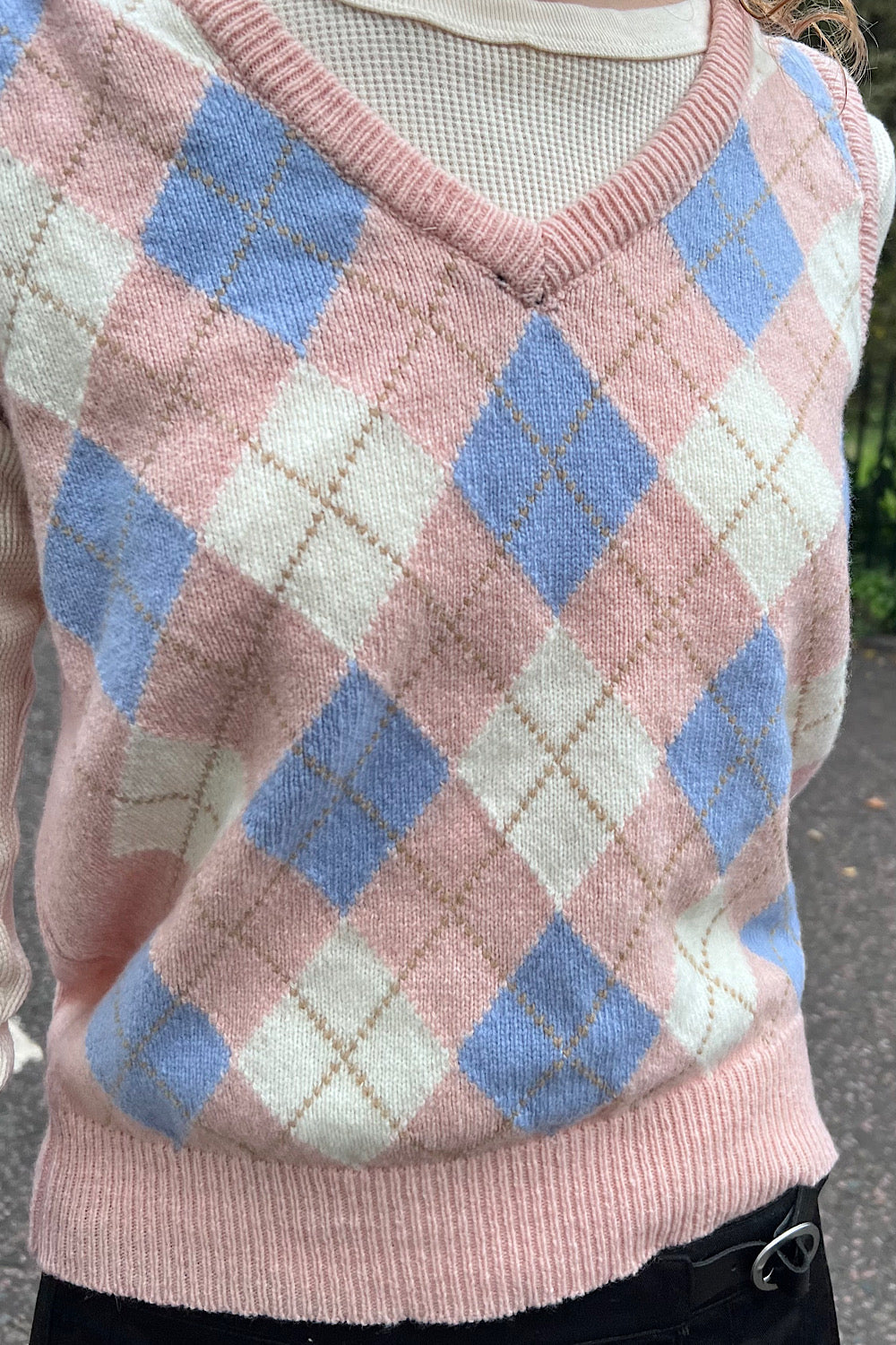 Pink Blue Cream Argyle / XS/S