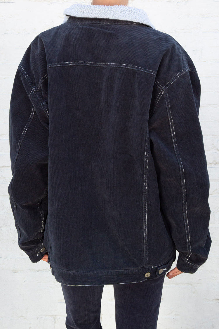 Lillian Fur Corduroy Jacket | Navy Blue Corduroy / Oversized Fit