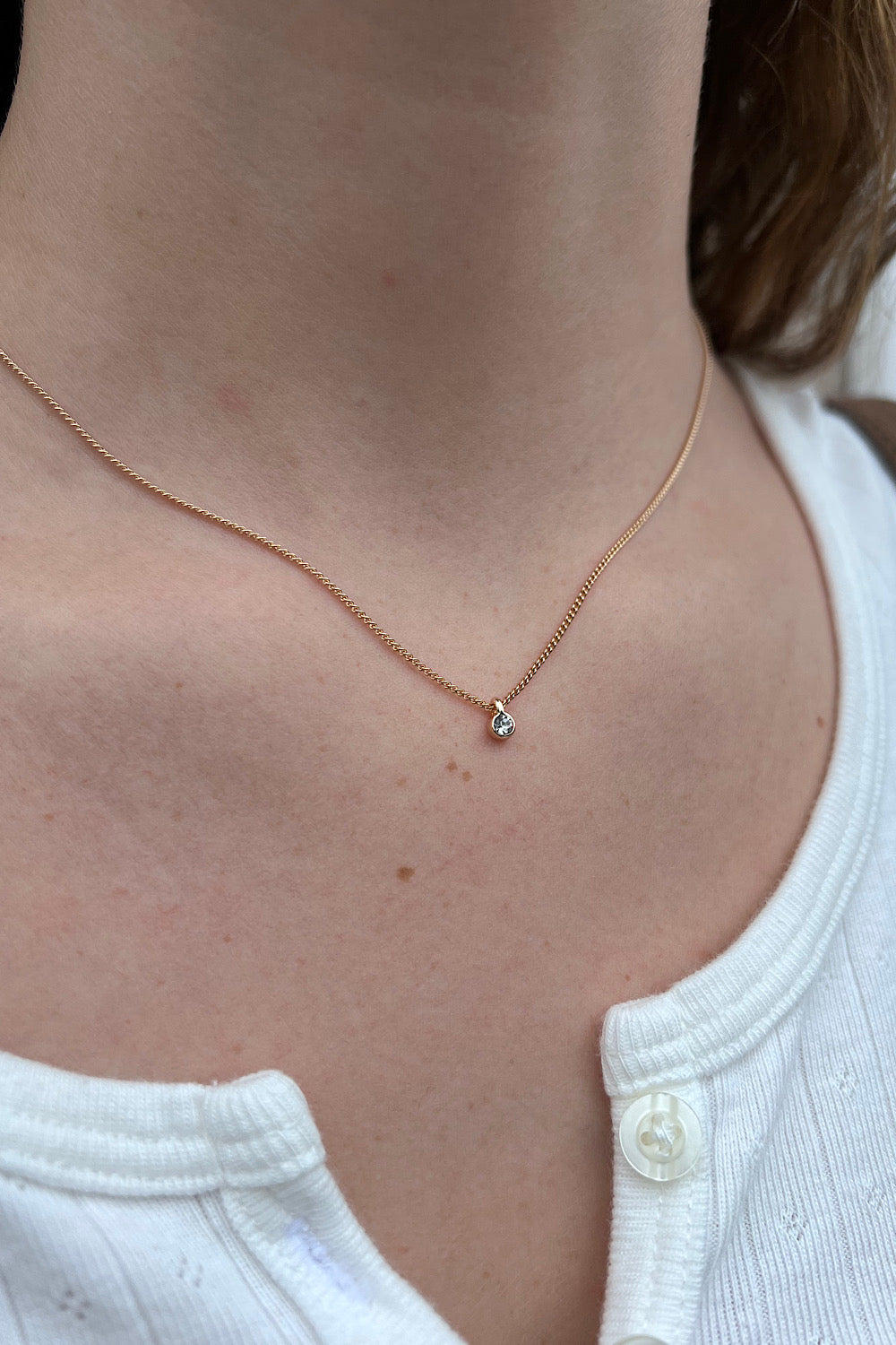 Rhinestone Charm Necklace | Gold
