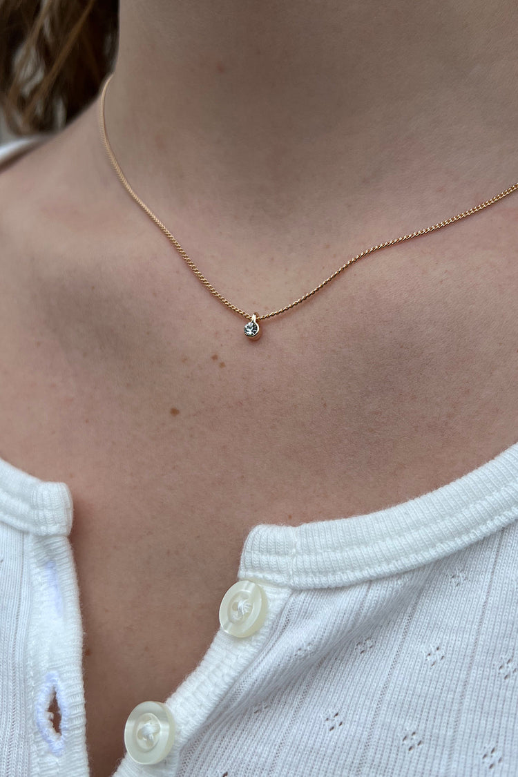 Rhinestone Charm Necklace | Gold