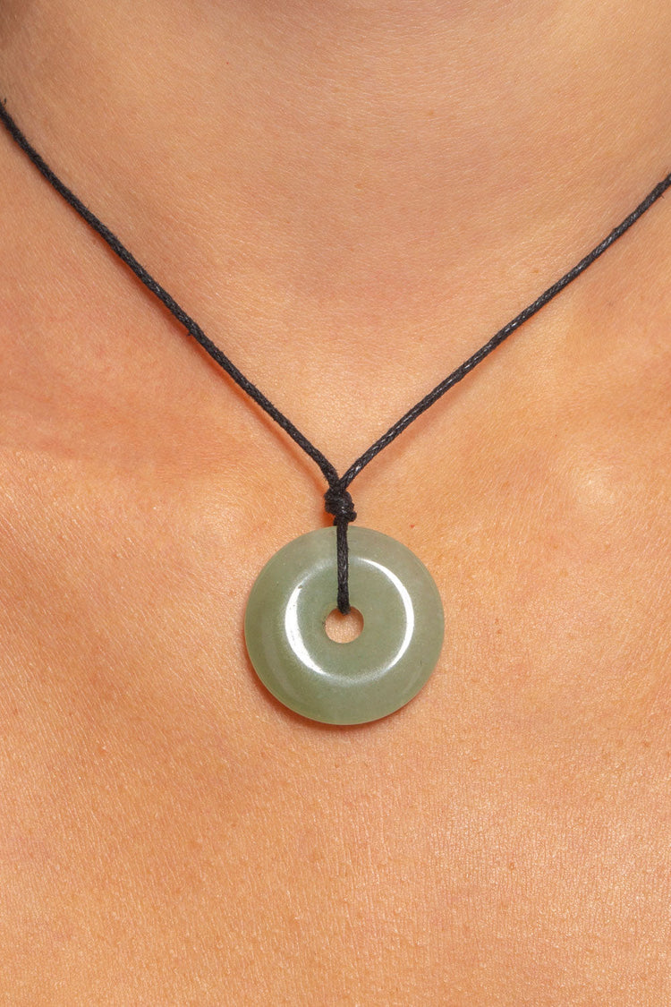 Rope Knot Circle Necklace | Sage Green