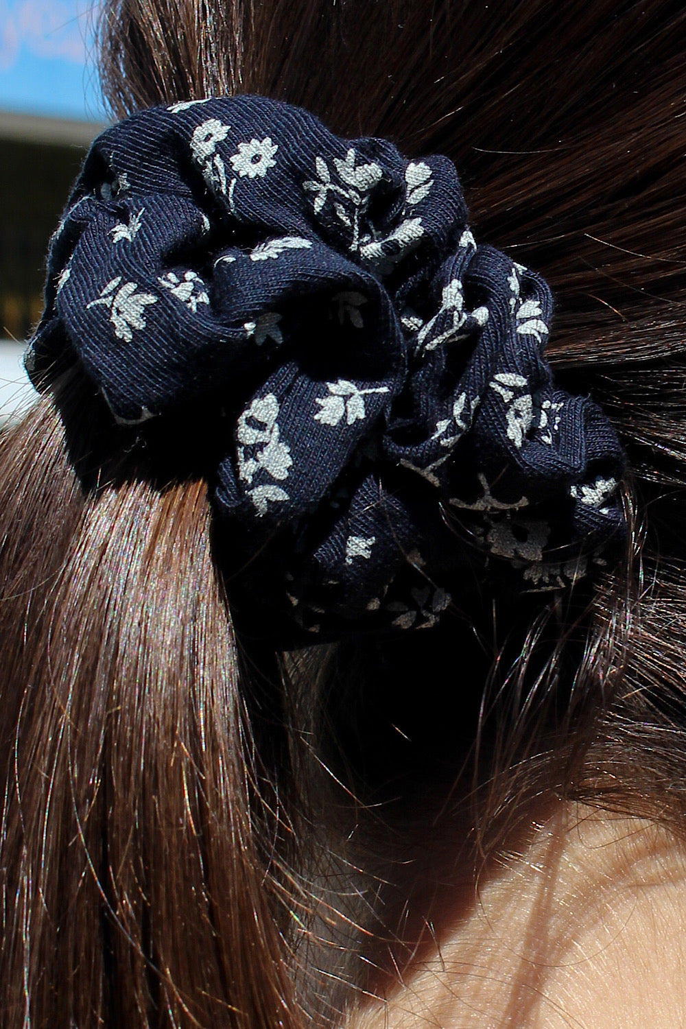 Navy Blue With Light Blue Large Floral