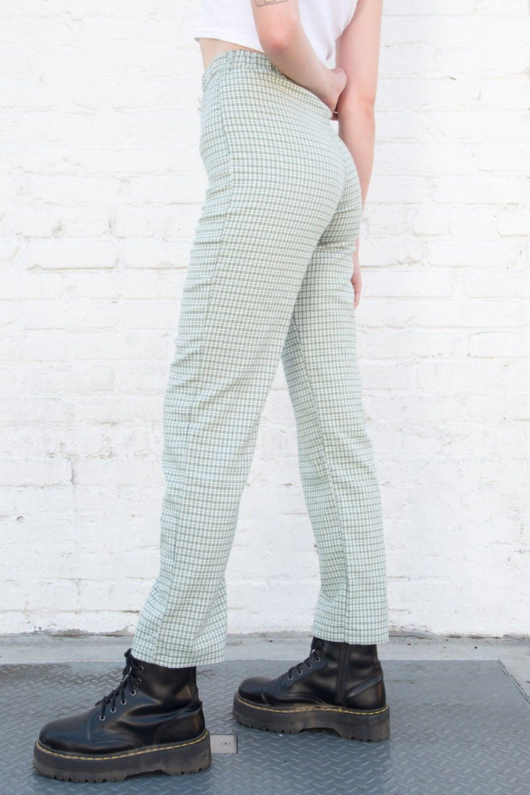Tilden High Rise Pants | Light Green and White Plaid / S