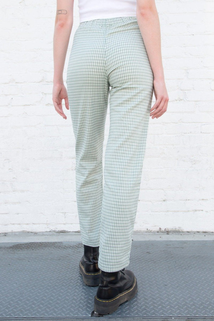 Tilden High Rise Pants | Light Green and White Plaid / S