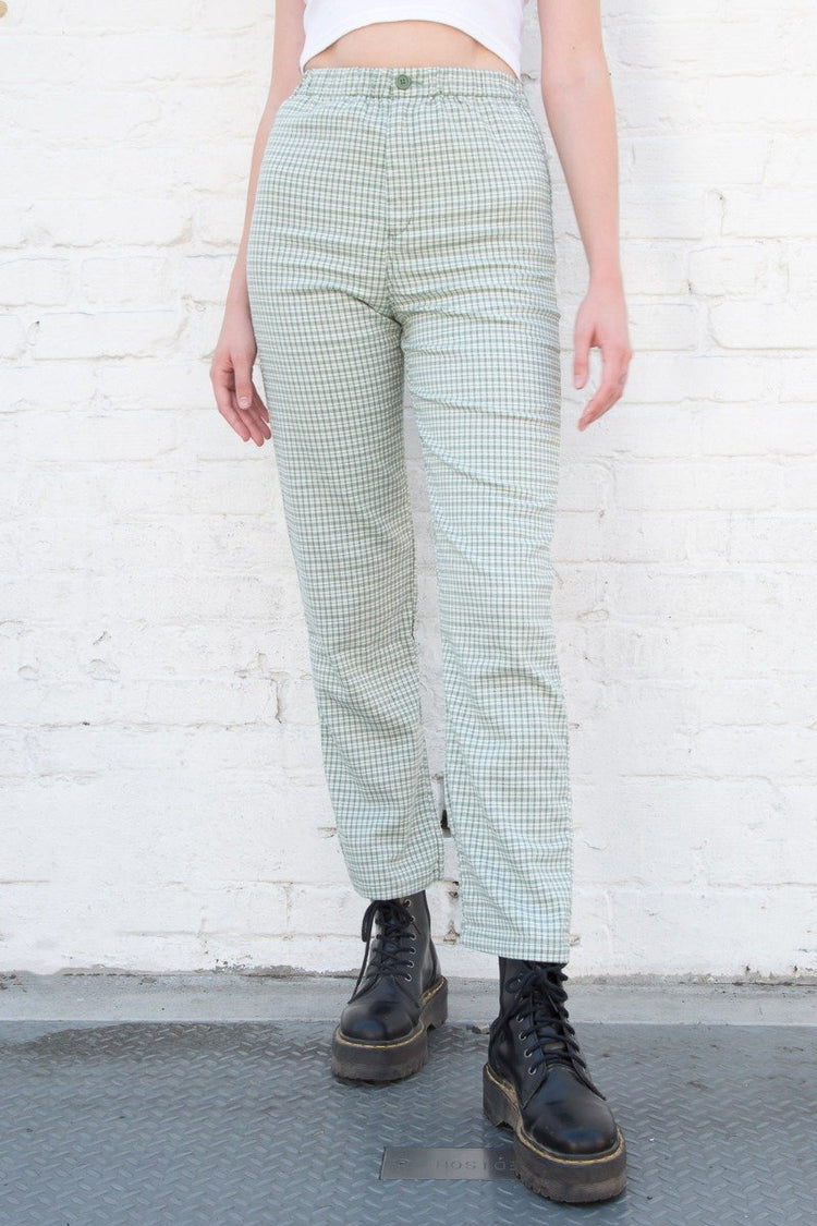 Tilden High Rise Pants | Light Green and White Plaid / S